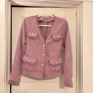 Mystree Purple Tweed Fringe Button Blazer Jacket – Size Small